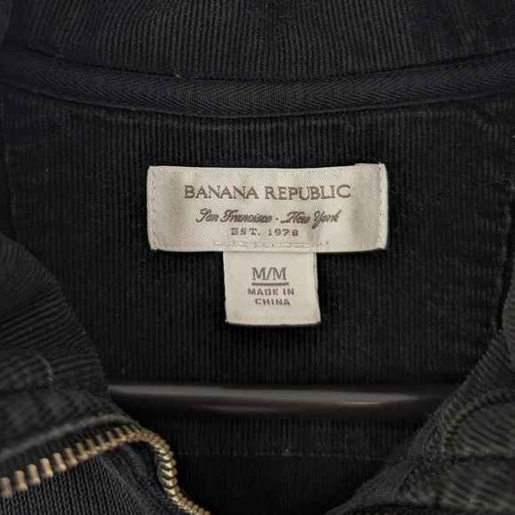 Banana Republic Black 1/4 Zip Sweater Corduroy Dark Academia Preppy ~ Size M - Picture 4 of 8